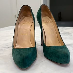 Christian Louboutin dark green pumps